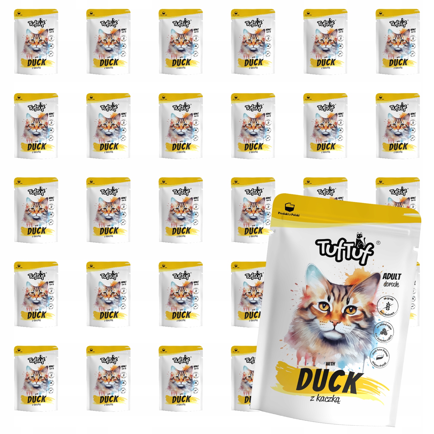 Levně Mokré Krmivo Pro Kočky TufTuf Kapsička mletá s kachnou Set 30x300 g