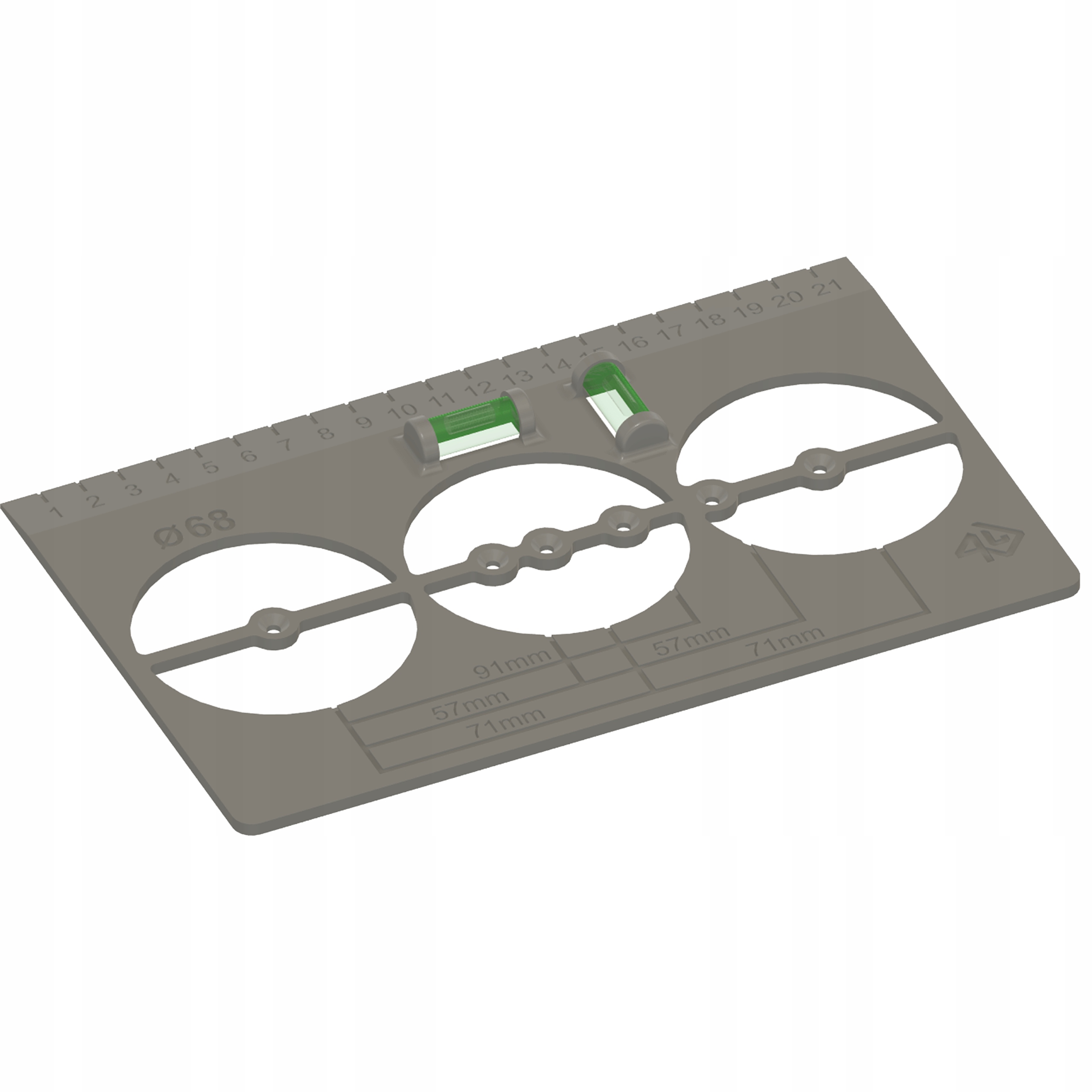 SZABLON DO WYMIAROWANIA OTWORÓW PUSZEK PRĄDOWYCH Z LIBELLĄ POZIOMICĄ Kod producenta TLS000017-S