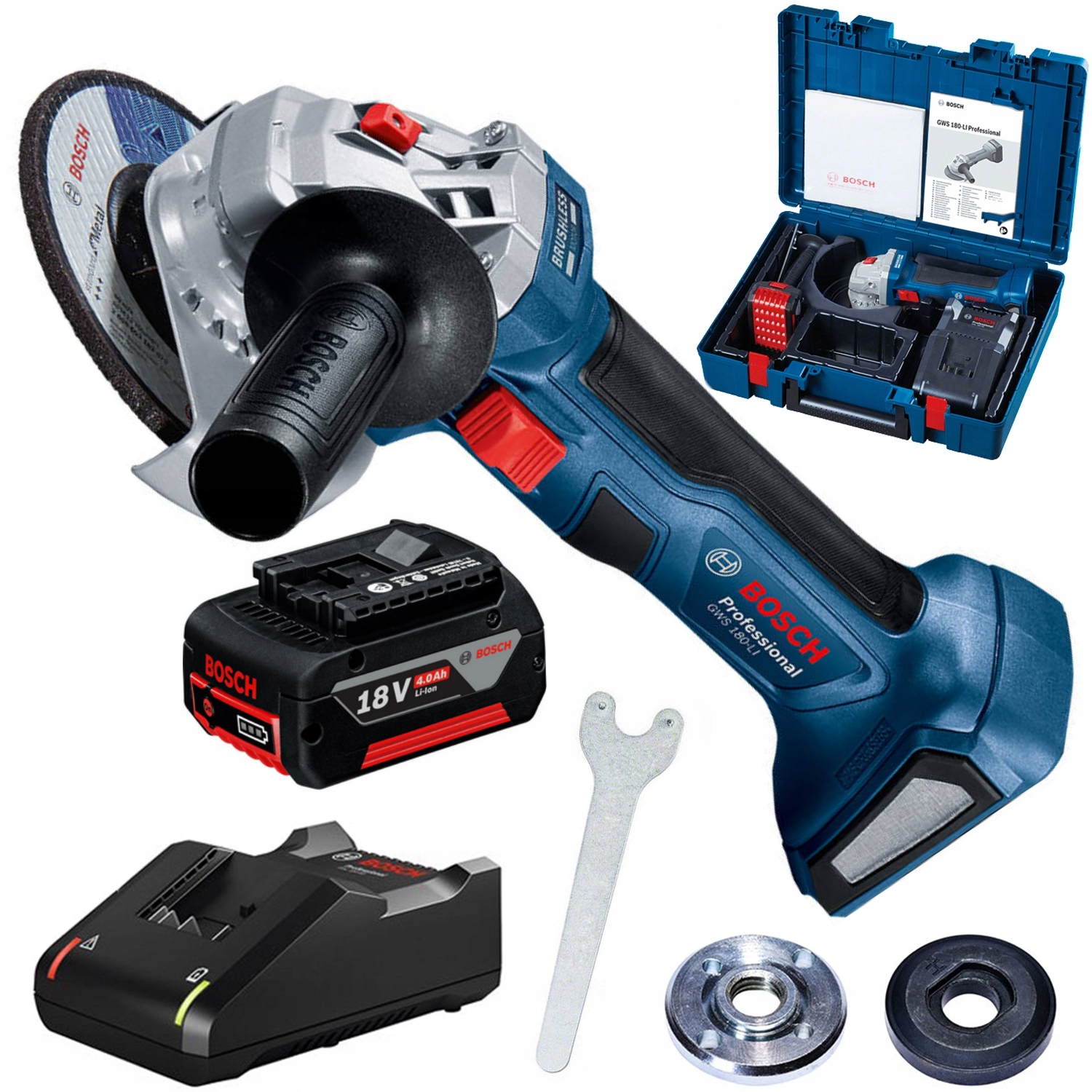 Bosch Gws 180 Li Uhlová brúska 125 mm Kufor Aku 4Ah