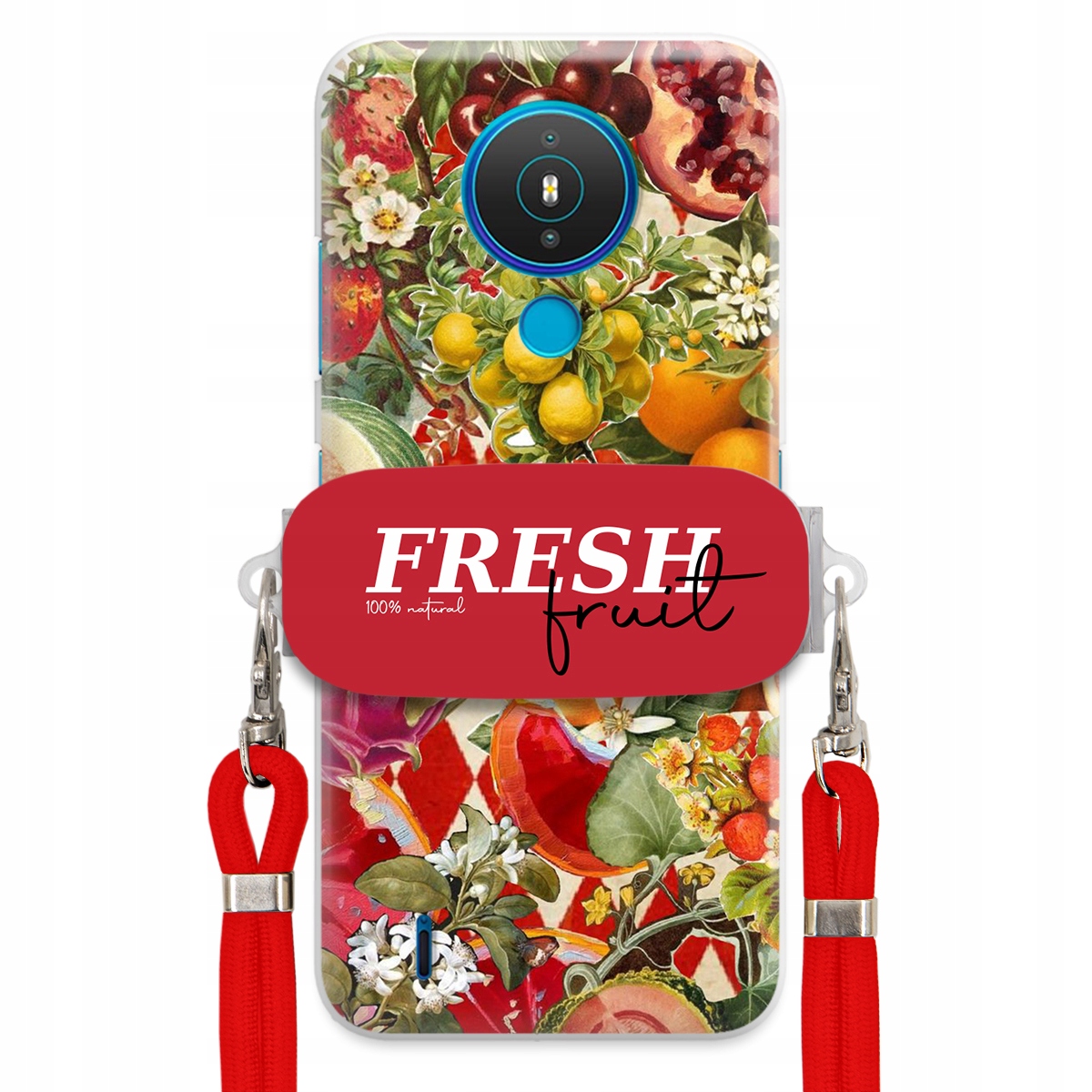 Pouzdro pro Nokia 1.4 Červené Crossbody vodítko Držák Fresh Fruit Ovocný