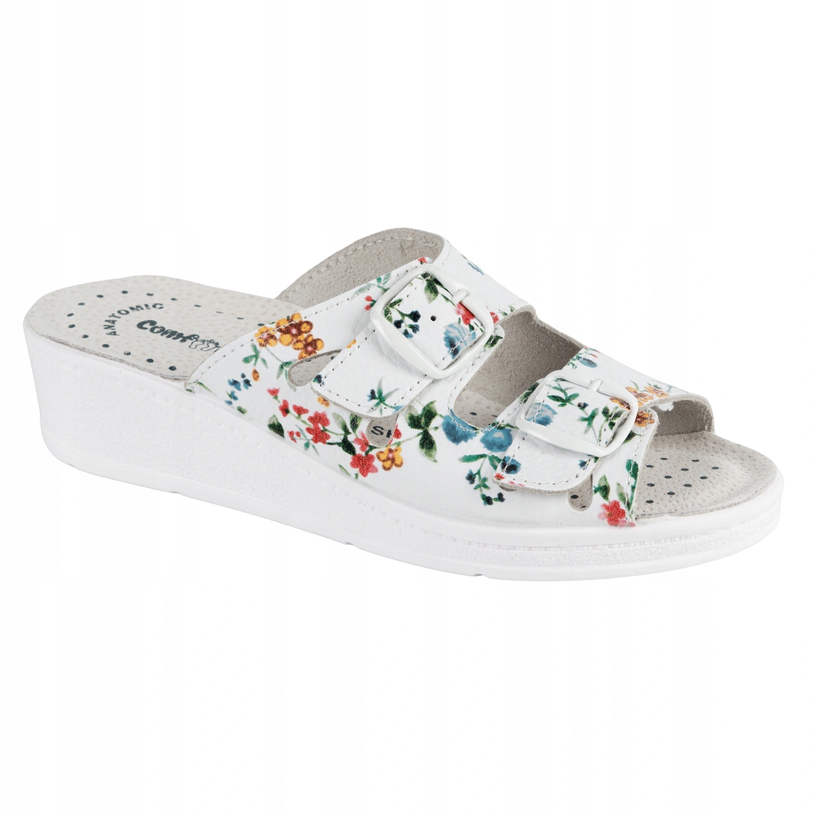 Dámské nazouváky zdravotní pantofle Mia s květinami, nastavitelné, 40