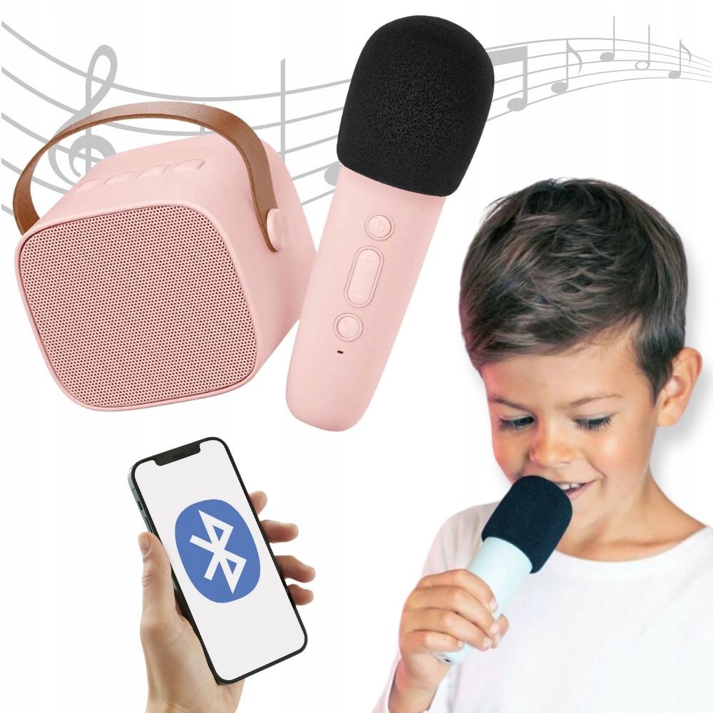 Lalarma Bezprzewodowy zestaw do karaoke dla dzieci mikrofon głośnik Rose