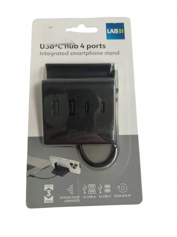HUB USB-C 4 PORTY LAB31 CZARNY