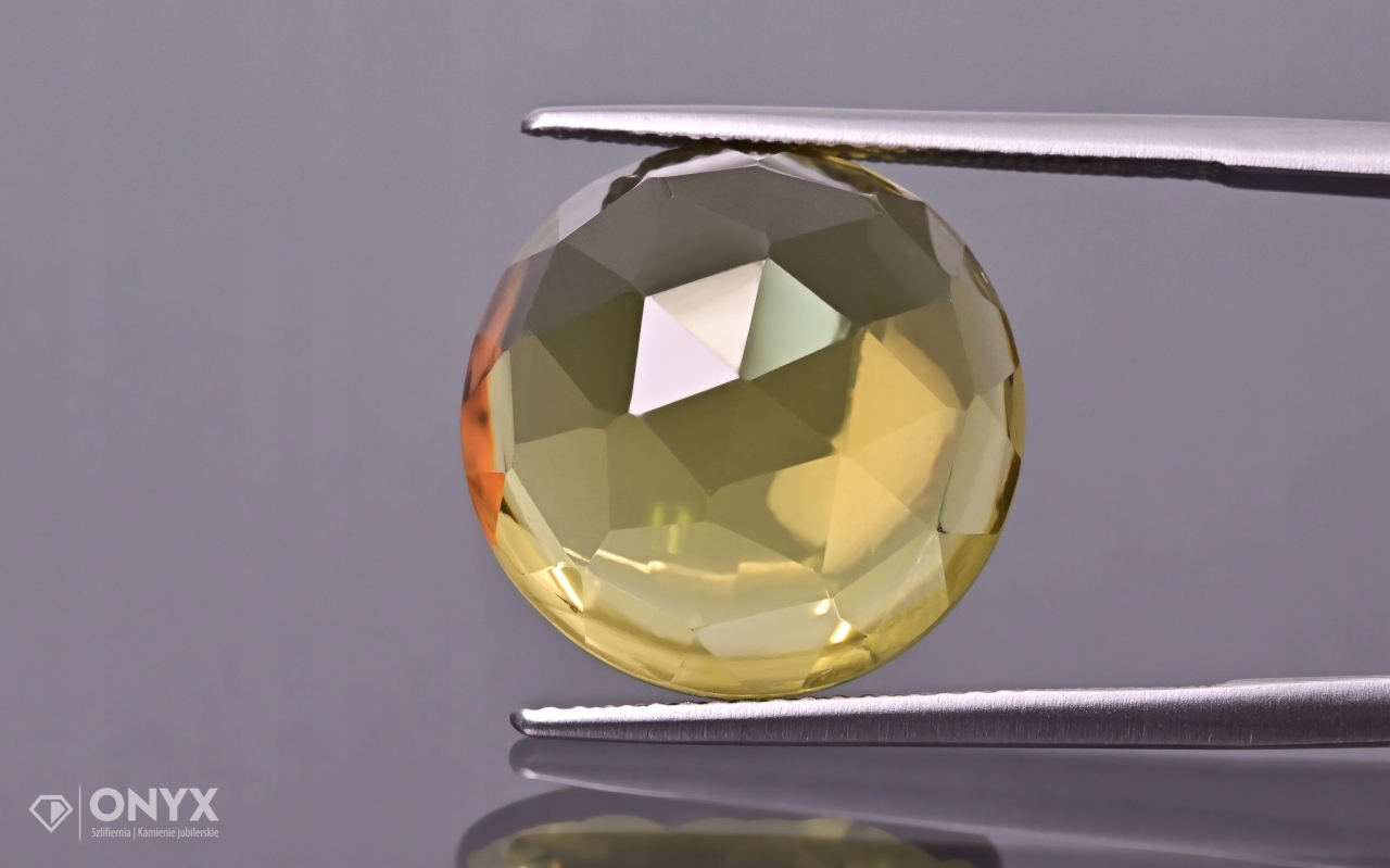 Křemen lemon fazetovaný rozeta kulatá fi 16 mm