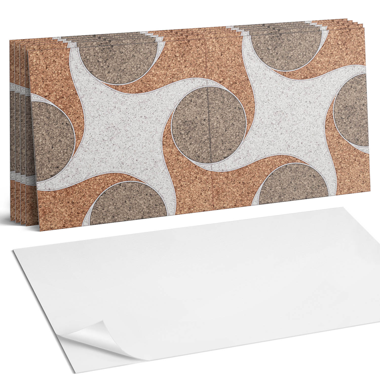 Vinylové dlaždice s motívom do kuchyne Okrúhle vlny v harmónii 6 x 60 x 30 cm