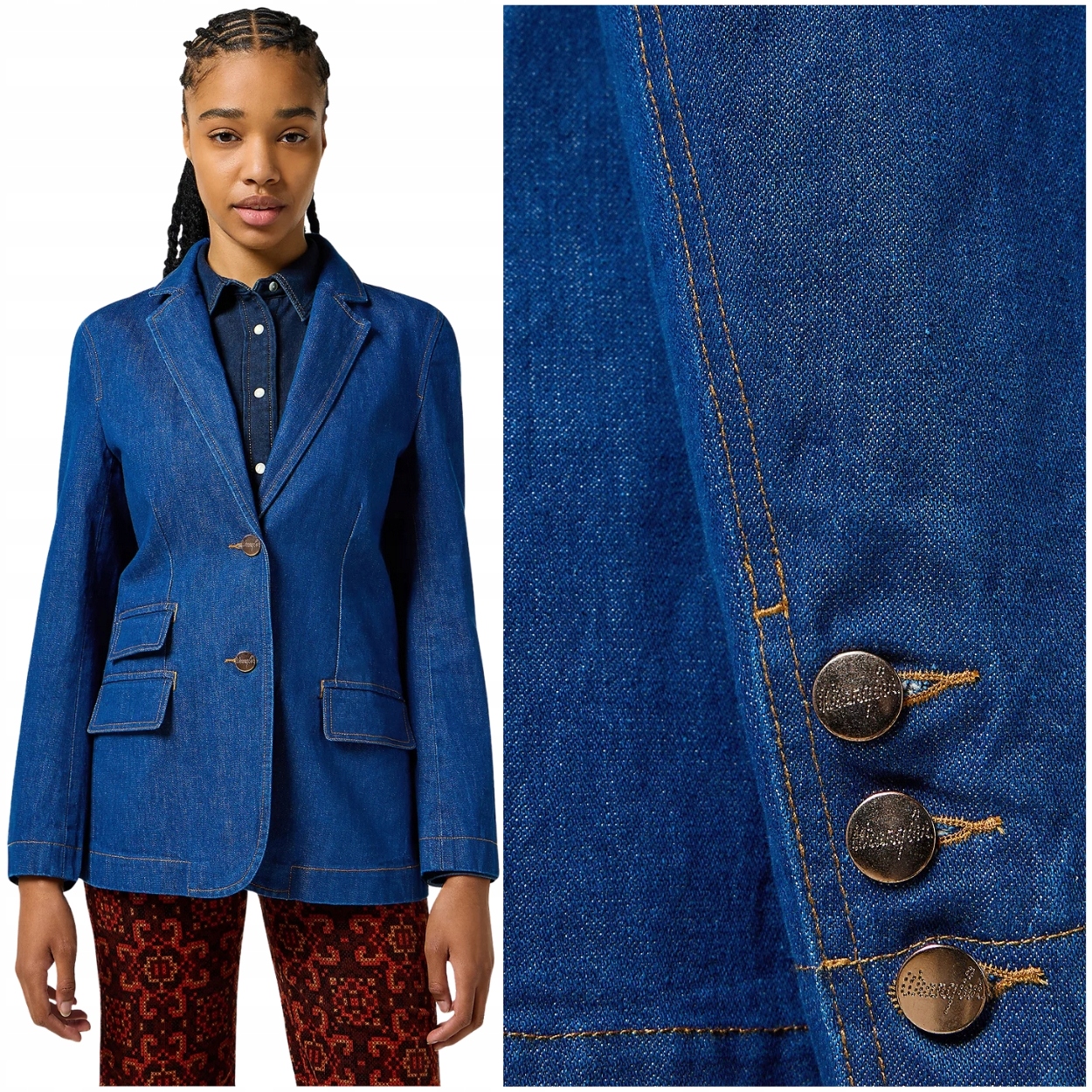 Wrangler Blazer Jacket Nenošené Džínové sako dámské vypasované sako džínová L