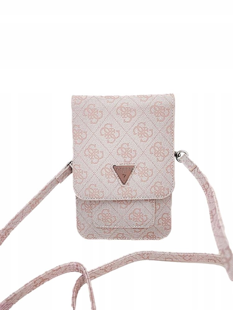 Guess mini kabelka na telefon růžová s logem a klopou