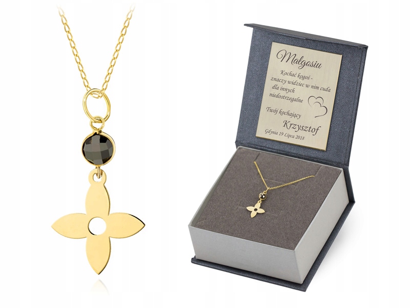 Zlatý Náhrdelník pr.585 Lilijka se Zirkonem Gravírování