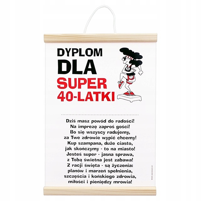 

Zawieszka Dyplom na 40 Urodziny Dla Niej