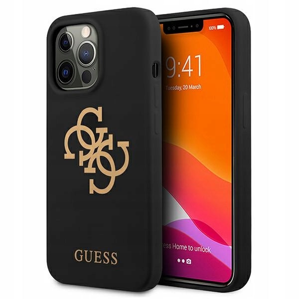 Guess GUHCP13XLS4GGBK Černý silikonový kryt/obal na iPhone 13 Pro Max 6,7"