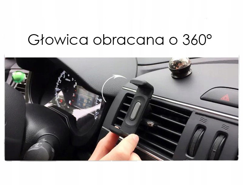 Uchwyt do telefonu na kratkę nawiewu 360 czarny Waga produktu z opakowaniem jednostkowym 0.03 kg