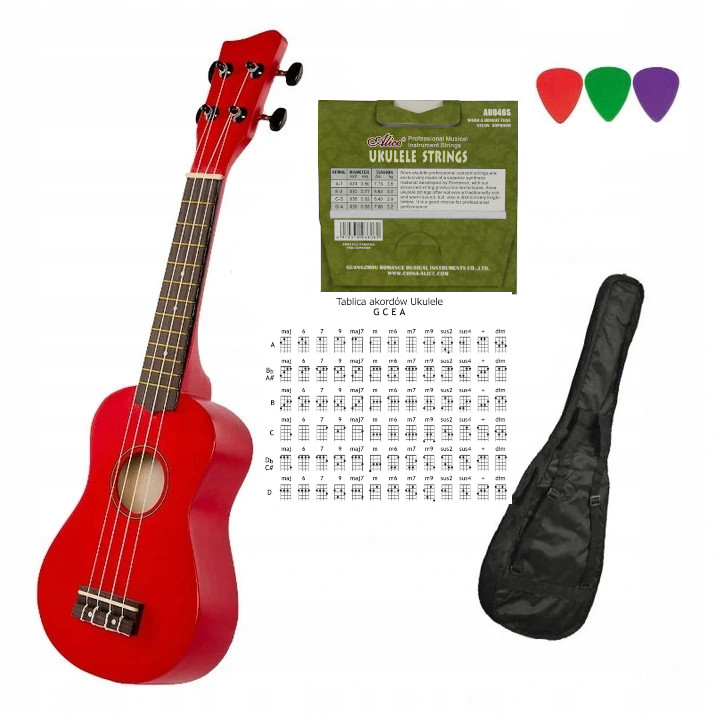 

Ukulele Sopranowe Pokrowiec Piórka Red