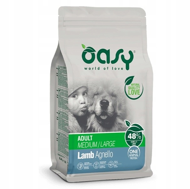 Krmivo pro psy Oasy One Animal Protein Adult M/L Jehněčí 10 kg