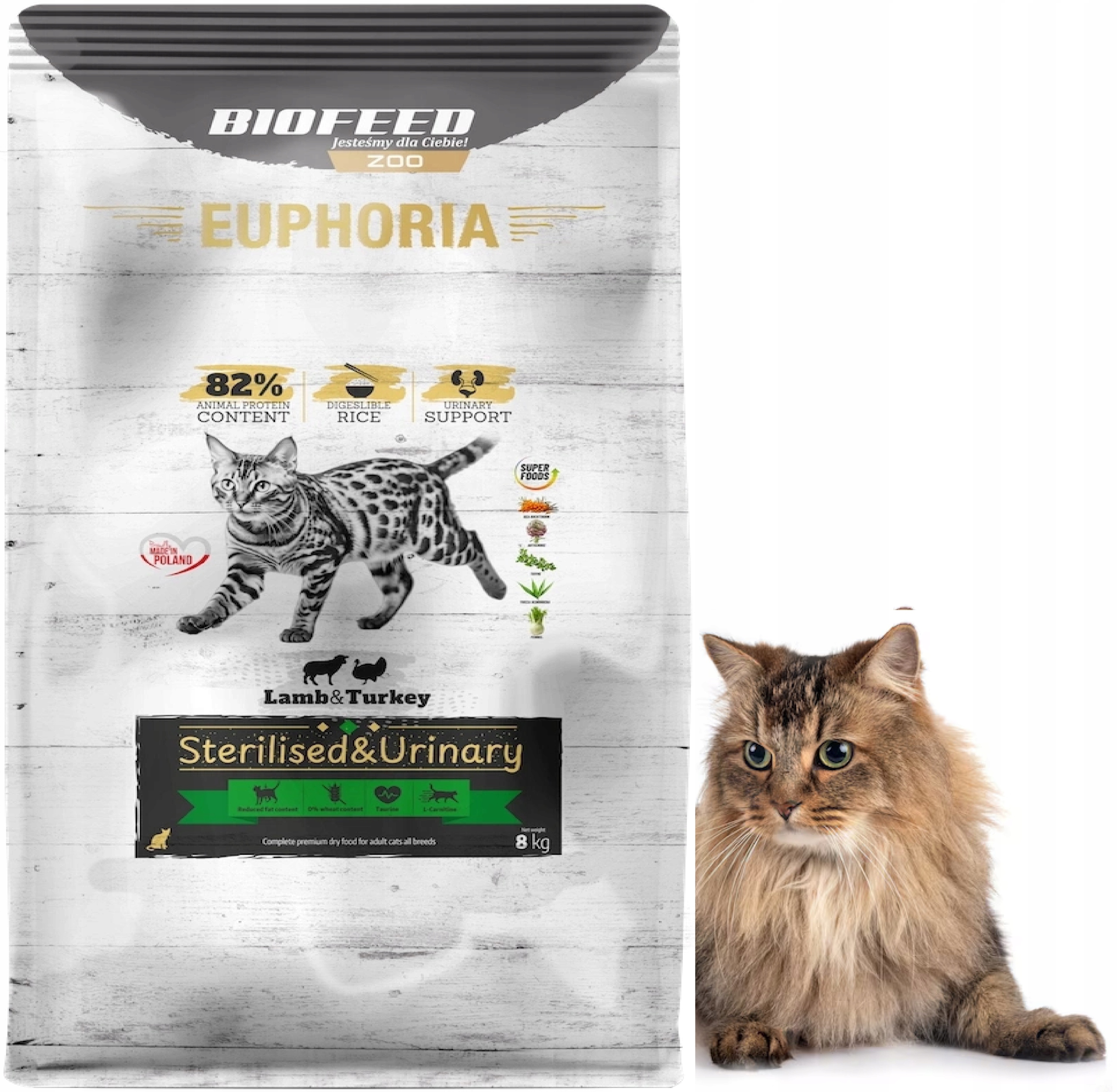 Biofeed Euphoria Sucha karma dla kota po sterylizacji Indyk Jagnięcina 8kg