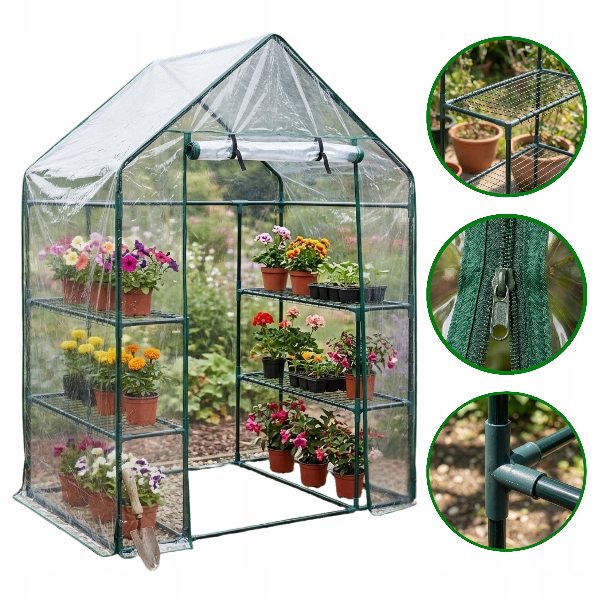 Mini fóliovník s policemi Miva 143 x 73 x 195 cm