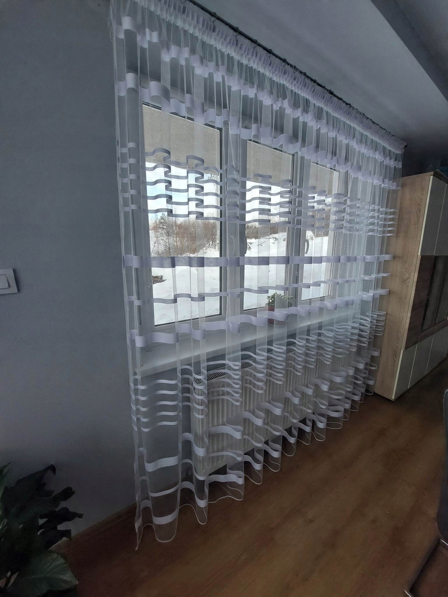 

Gotowa firanka firana taras białe pasy 400*250