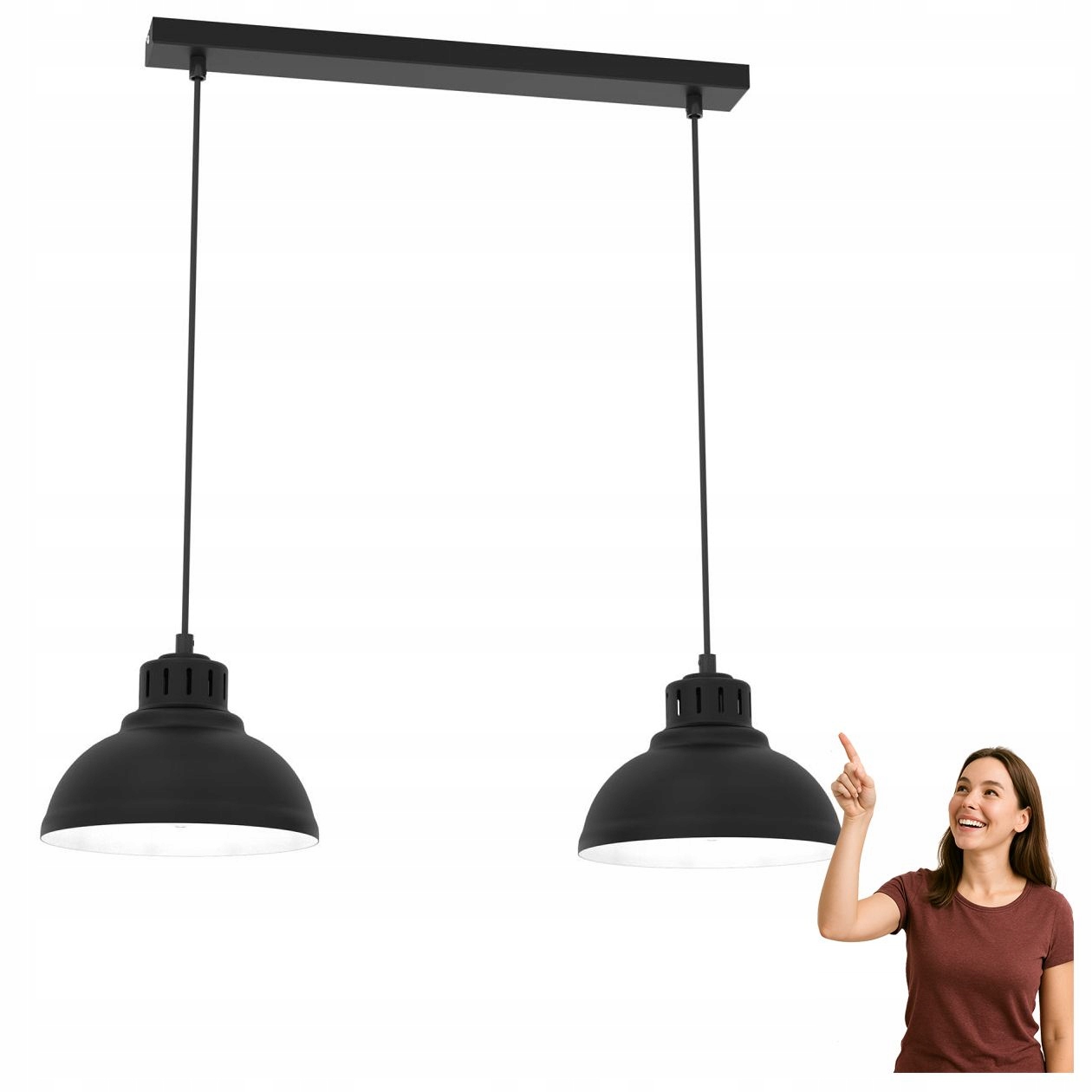 Čierna dvojitá závesná lampa na lište Sven 9082 Luminex