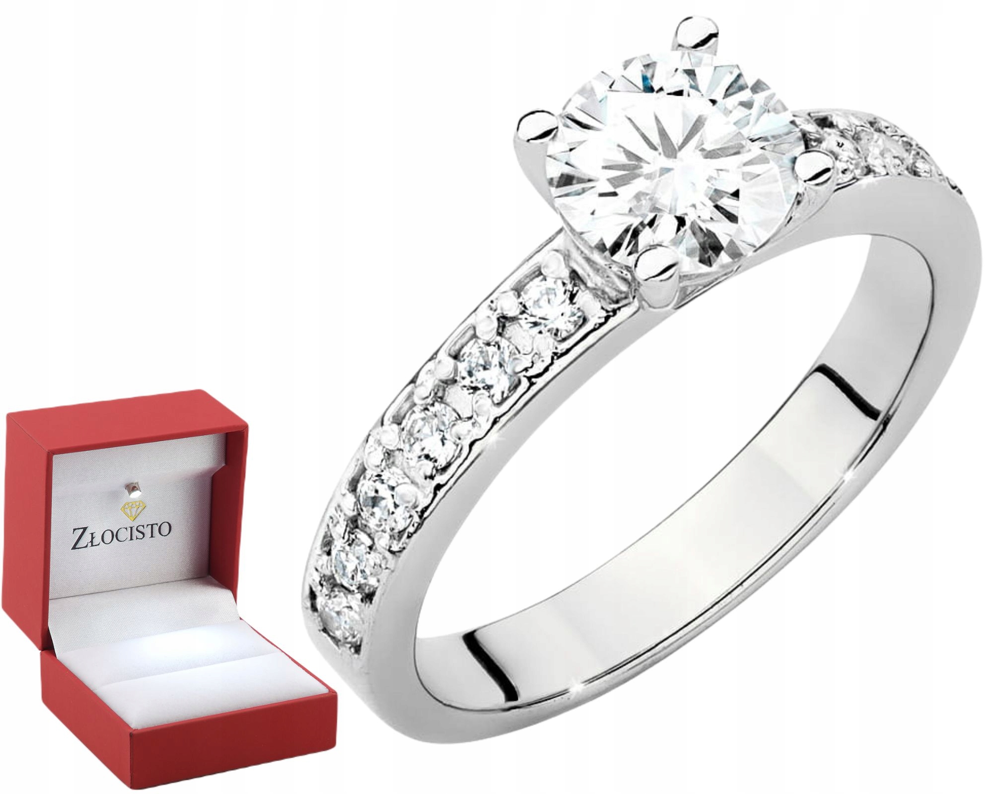 Velký Bílé Zlato Prstýnek Diamanty Lab Jako Dárek Drť 585