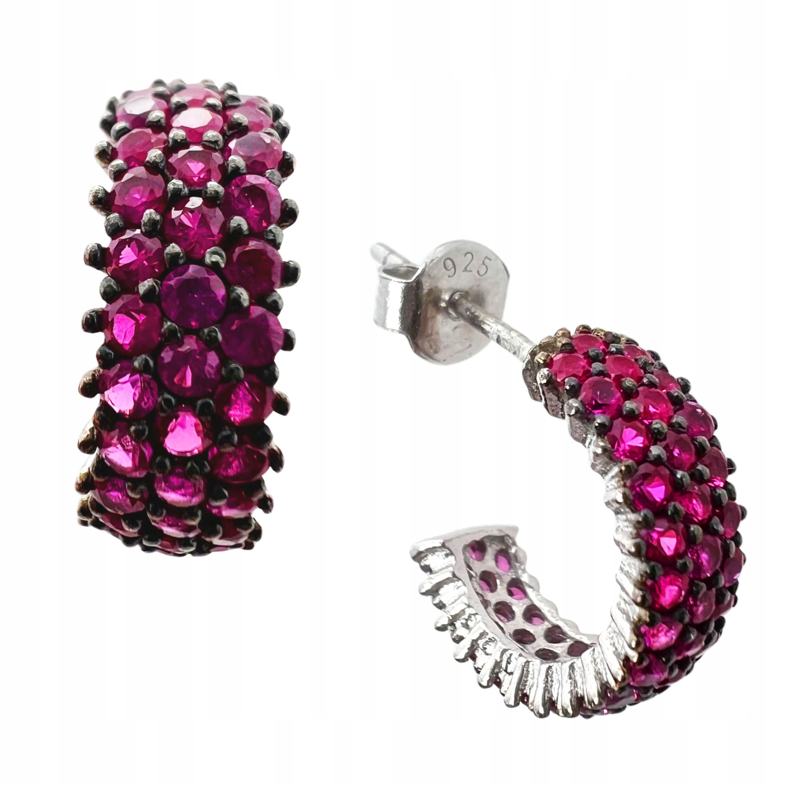 Stříbrné Náušnice Ryzosti 925 S Zirkony, Růžové Kulaté Tyčinky, Elegantní