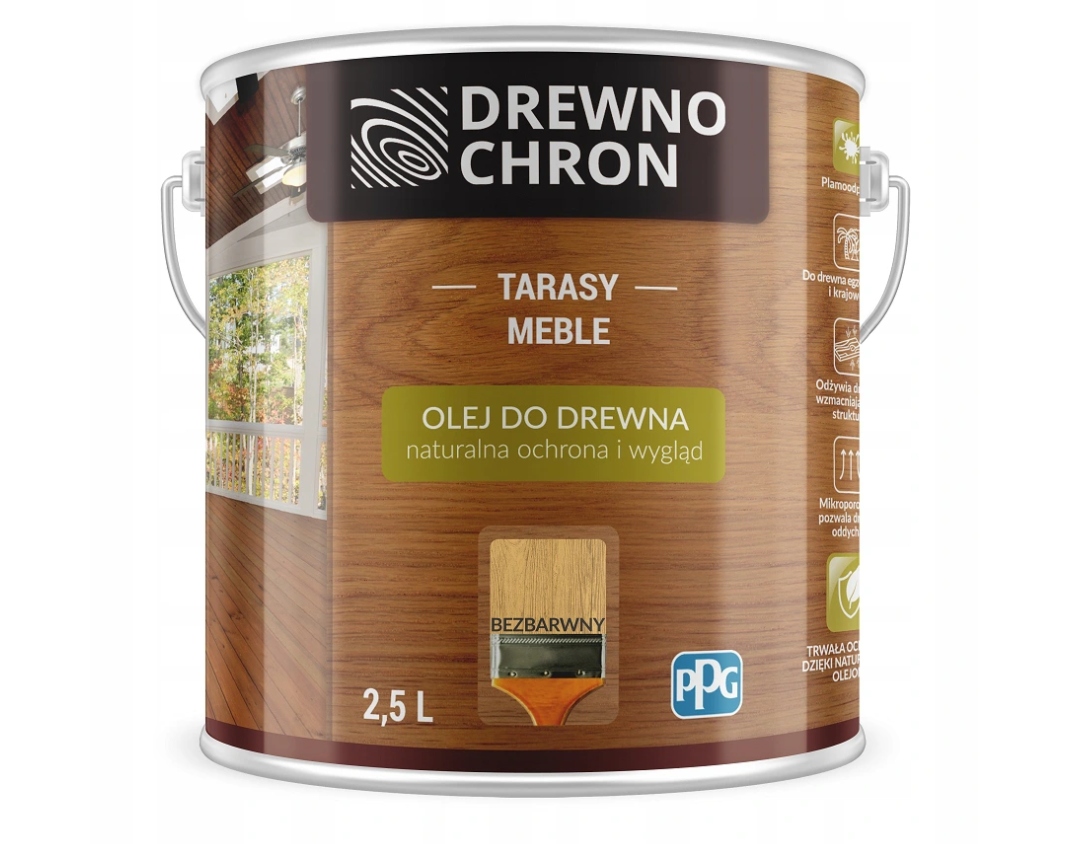 

Drewnochron Olej do drewna bezbarwny 2,5L