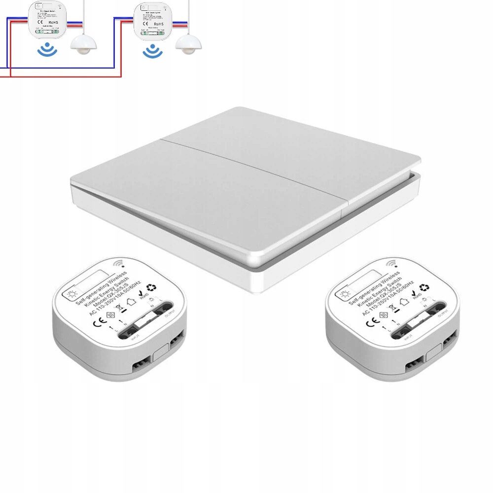 Bezdrátový duální spínač pro světlo se 2 přijímači Rádiová sada