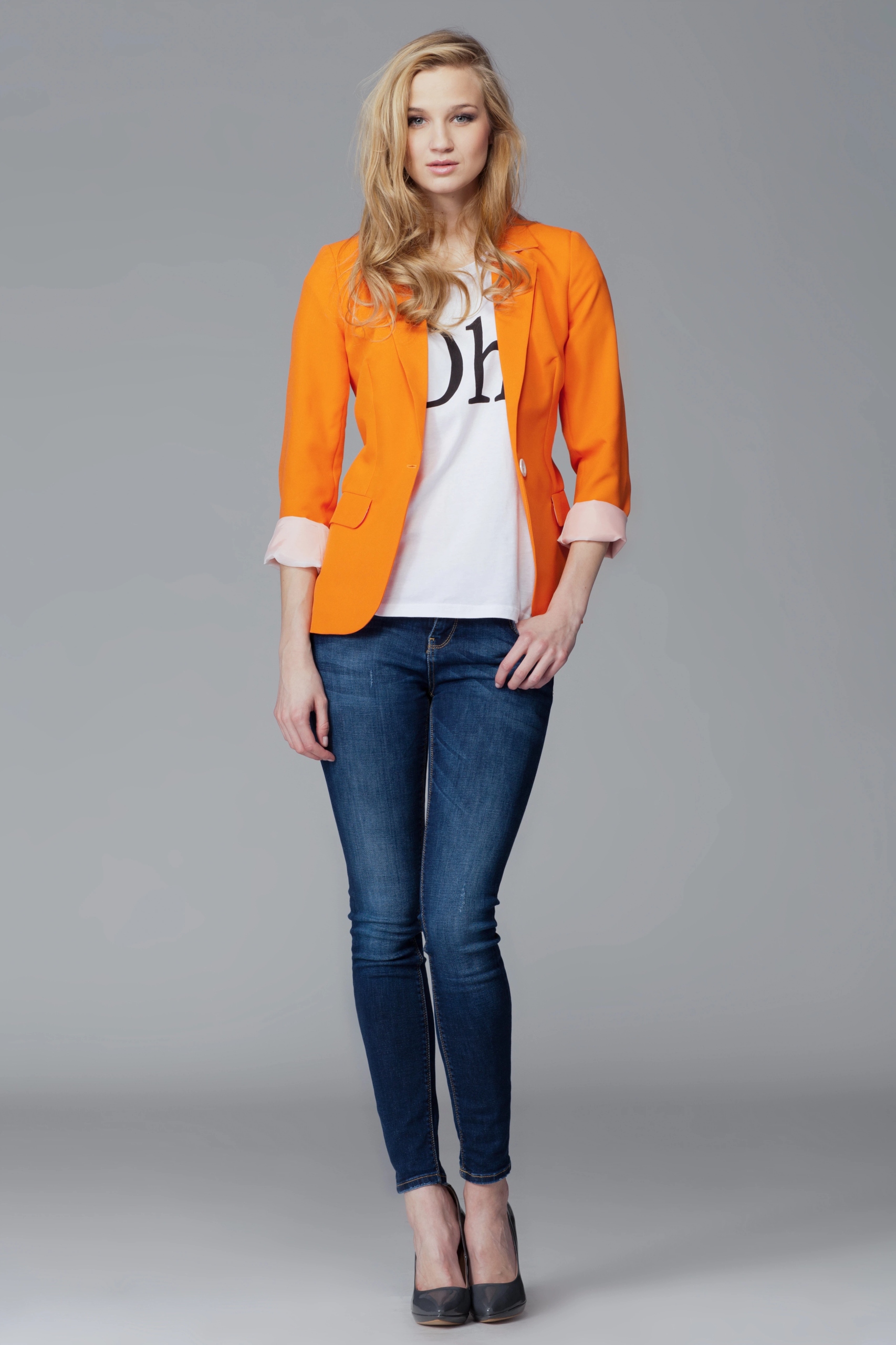 Dámské Sako Figl Janette II Polyester Rukáv 3/4 Oranžová Medová S