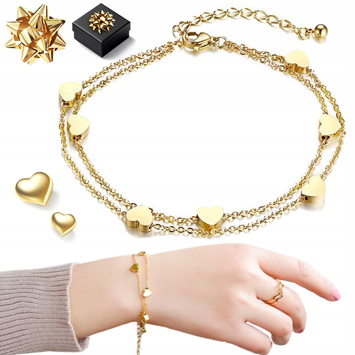 Bransoletka Damska 585 Serce Z Sercami Grawer Dla Żony