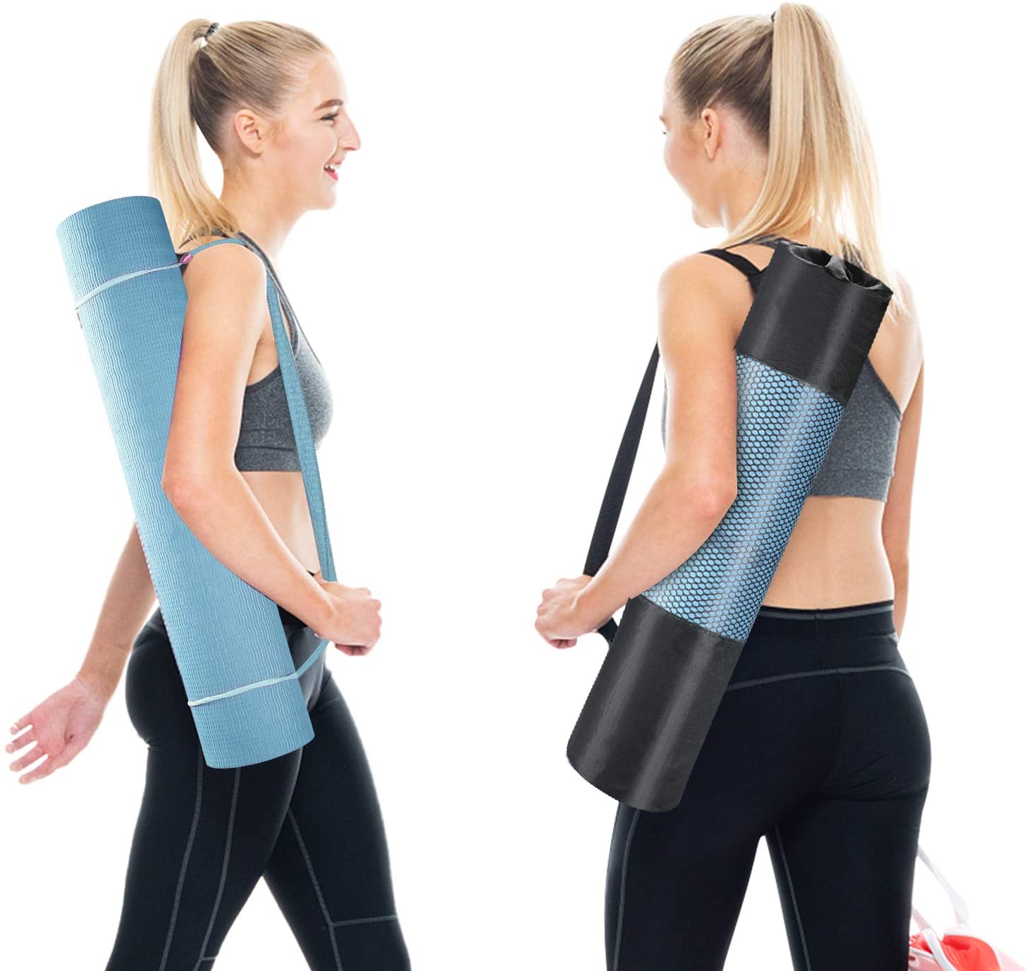 MATA DO ĆWICZEŃ JOGI +SKAKANKA FITNESS YOGA 183x61 Kolor dominujący odcienie niebieskiego