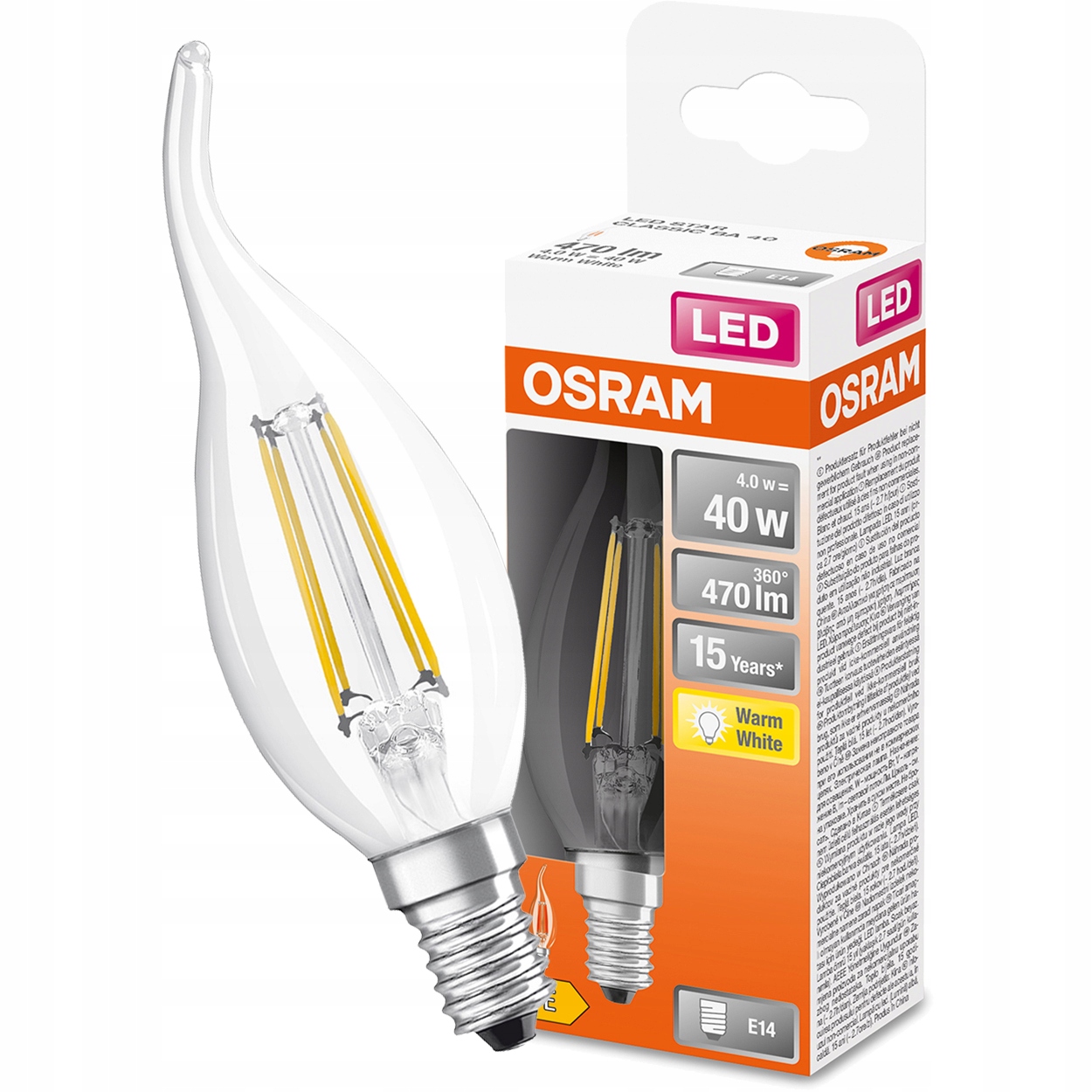 

Żarówka Led Płomyk E14 4W 40W 2700K Filament Osram