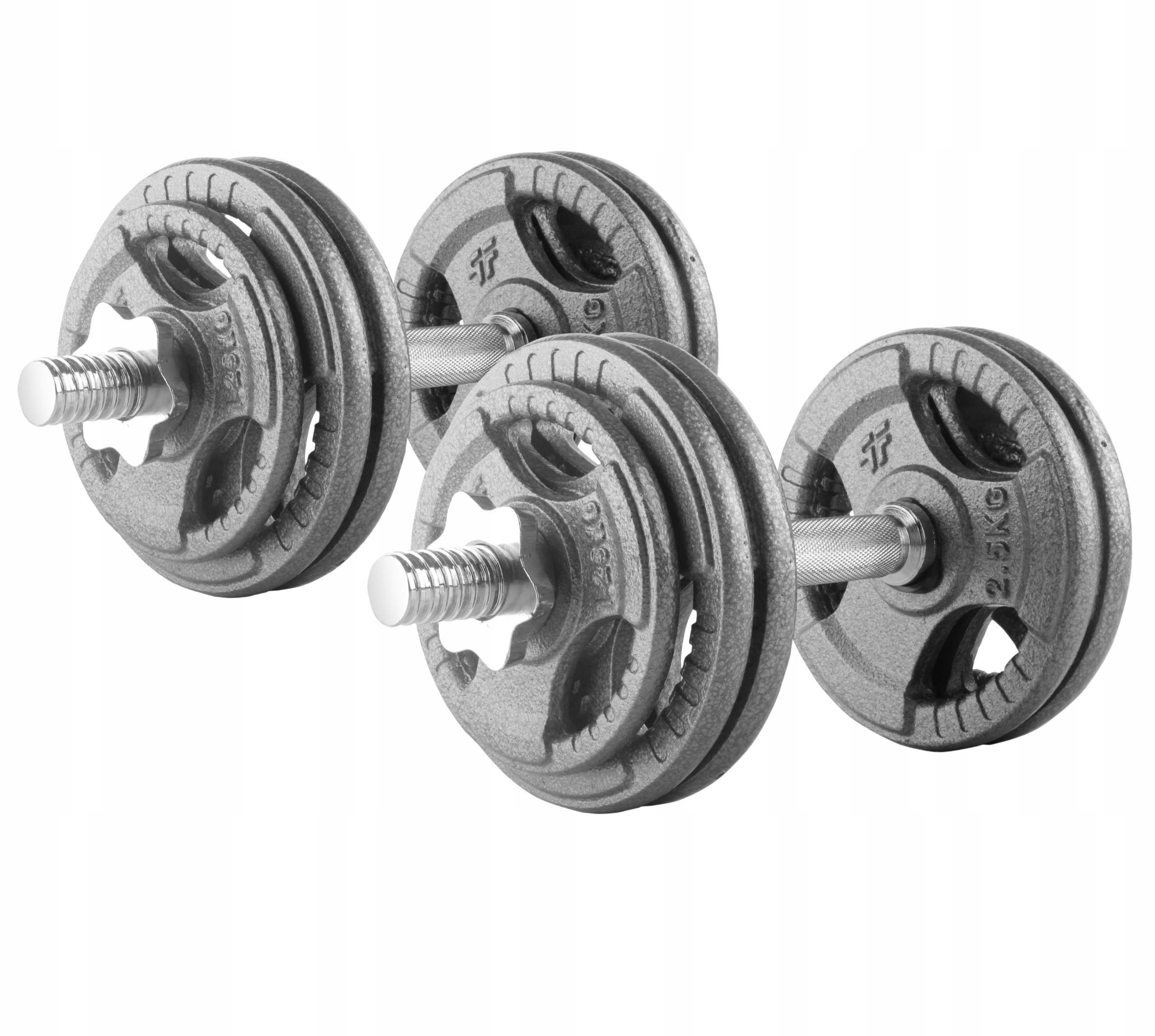 PLATINUM FITNESS HANTLE ŻELIWNE REGULOWANE 2x15KG ZESTAW HANTLI 30 KG Model żeliwne