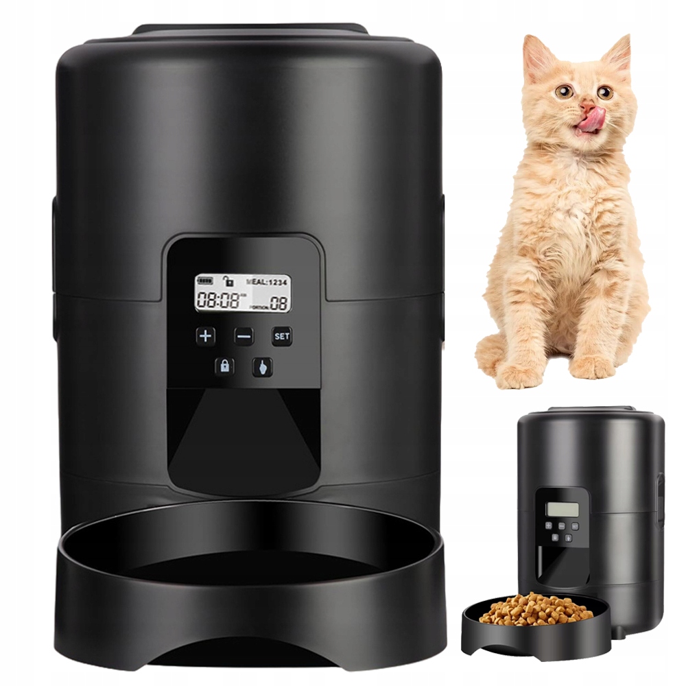 Levně Automatický Dávkovač Krmiva Pro Kočky A Psy S LCD Obrazovkou Krmítko Pro Zvířata