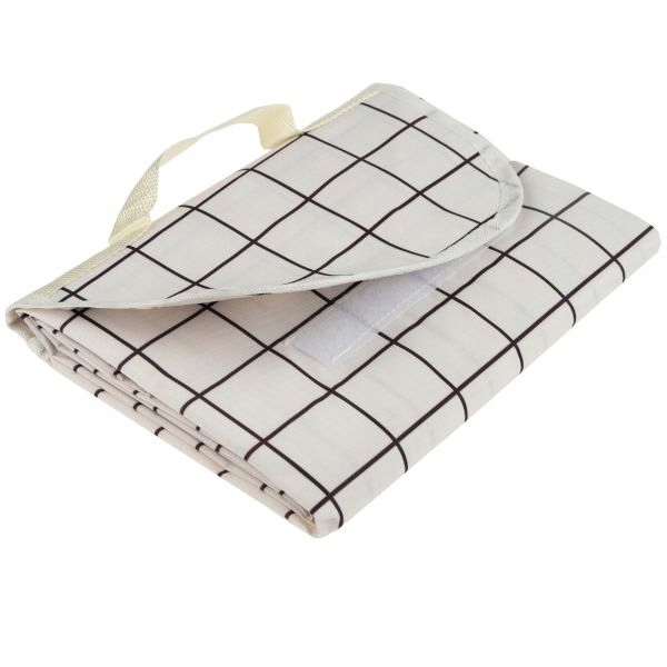 Mata piknikowa 150x150 cm Biała WODOODPORNA Lekka Wzór krata