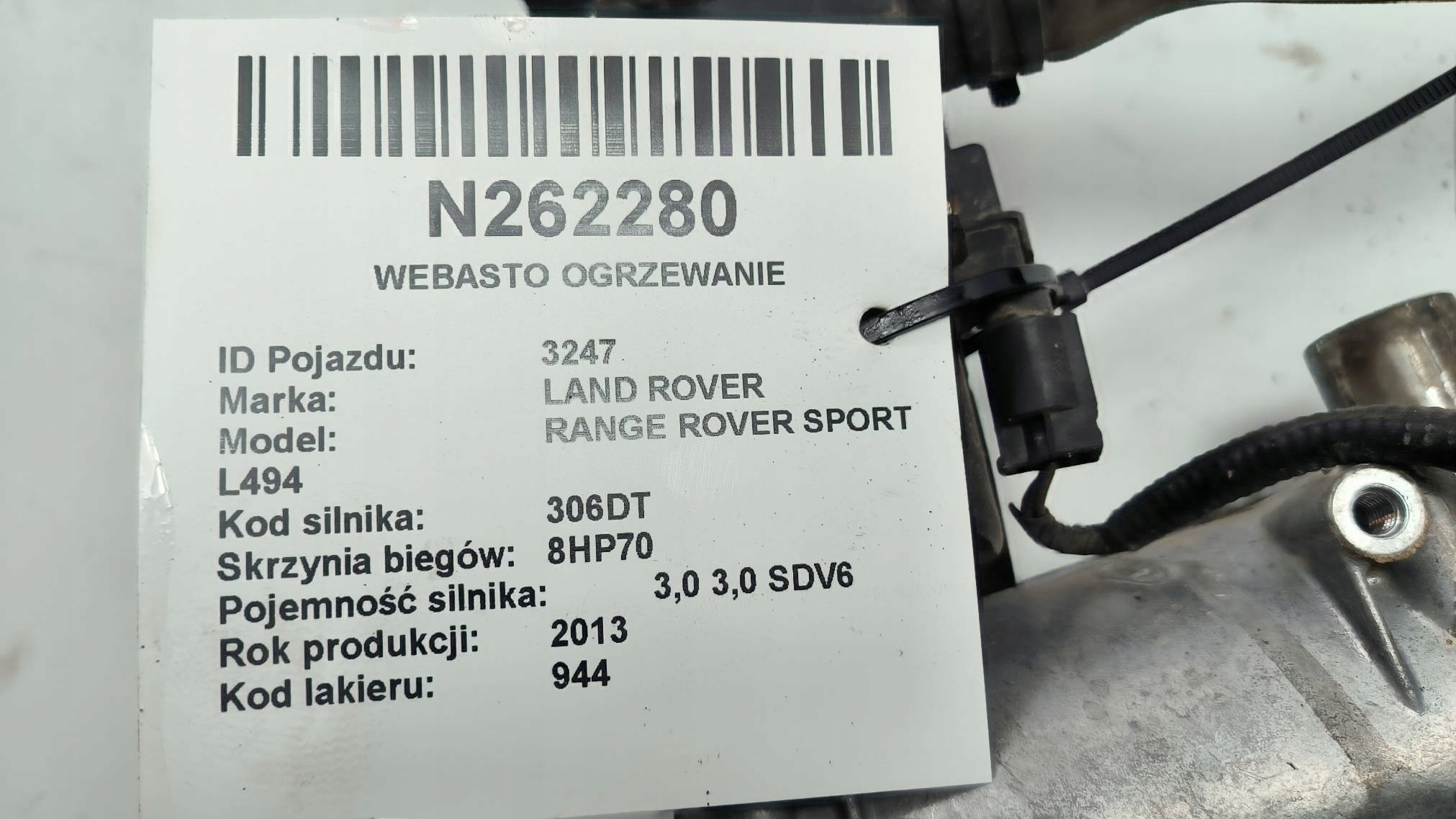 WEBASTO heating CPLA-18528-BB LAND ROVER RANGE ROVER SPORT L494