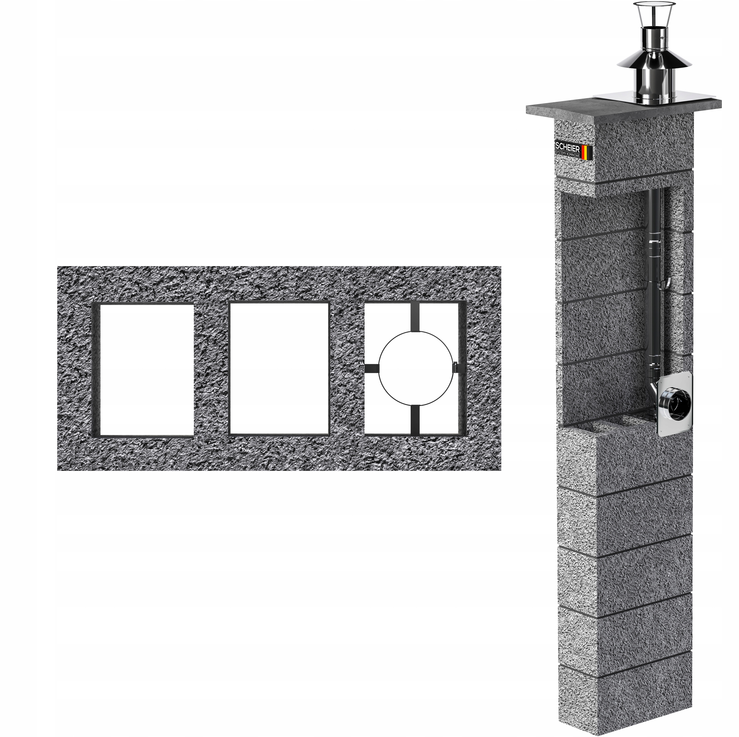 Systémový komín fi 80 11 m, komínový set na plyn W3 52x24 cm Scheier Inox