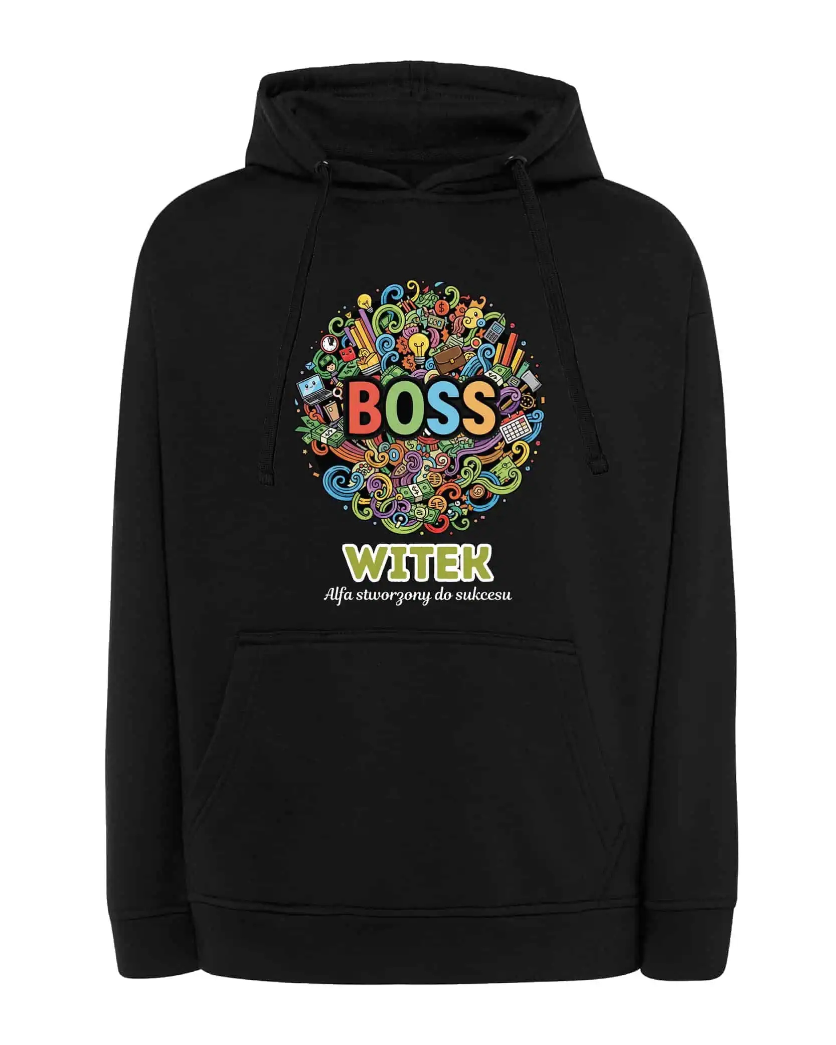 Mikina s kapucí pro šéfa Personalizovaná Ilustrační Černá XL