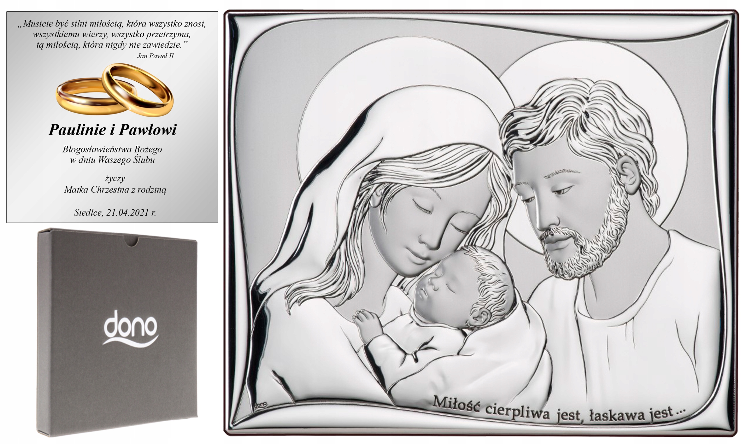 Obrázek Stříbrný Suvenýr Na Svatbu Křest+grawer