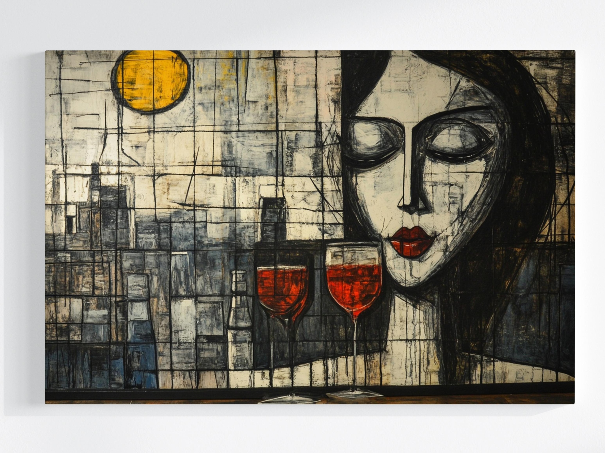 Obraz Na Plátně Canvas Abstrakce Žena Dívka Město Víno 120x80