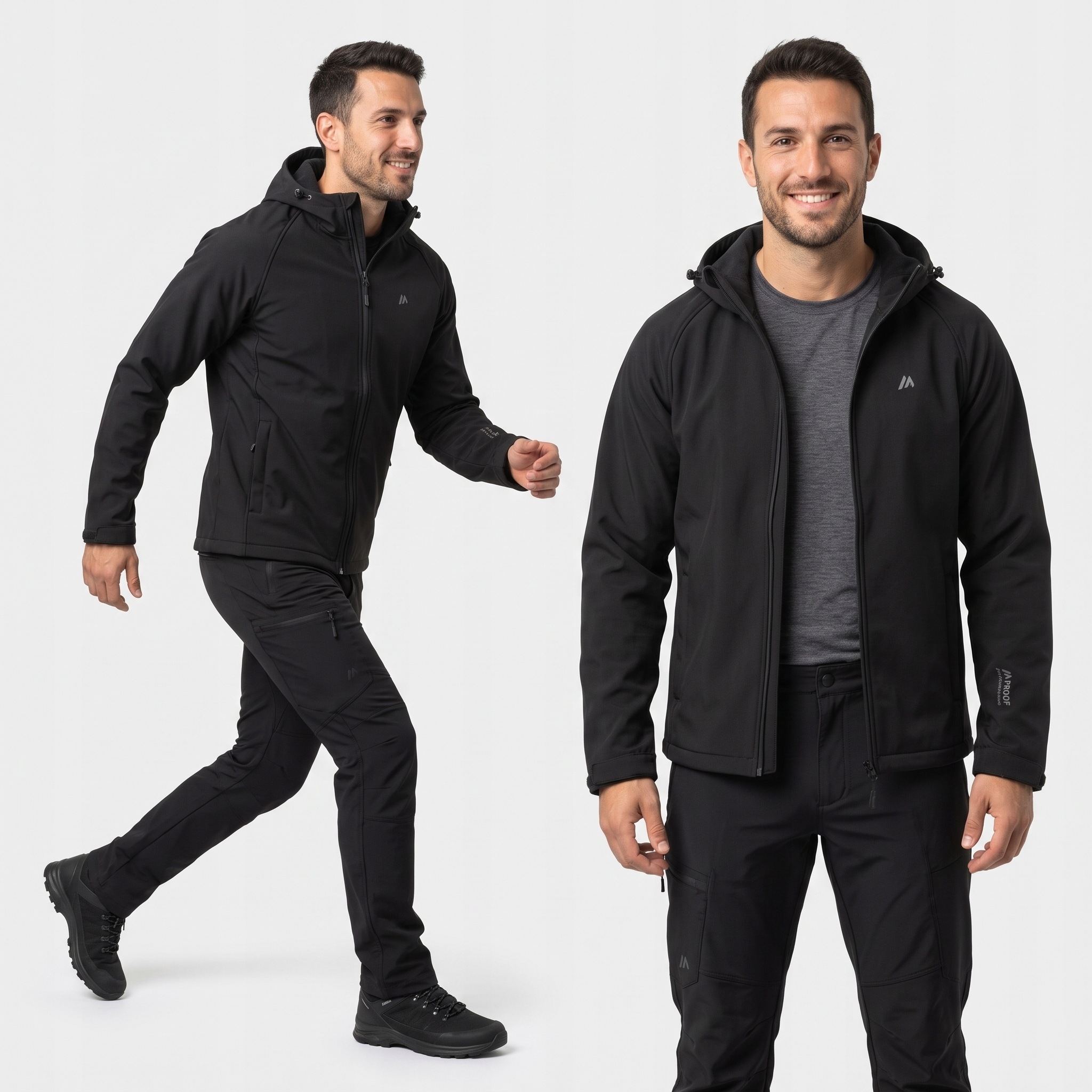 Softshell męski czarny z kapturem kurtka Martes Wodoodporny Meino 10.000 XL