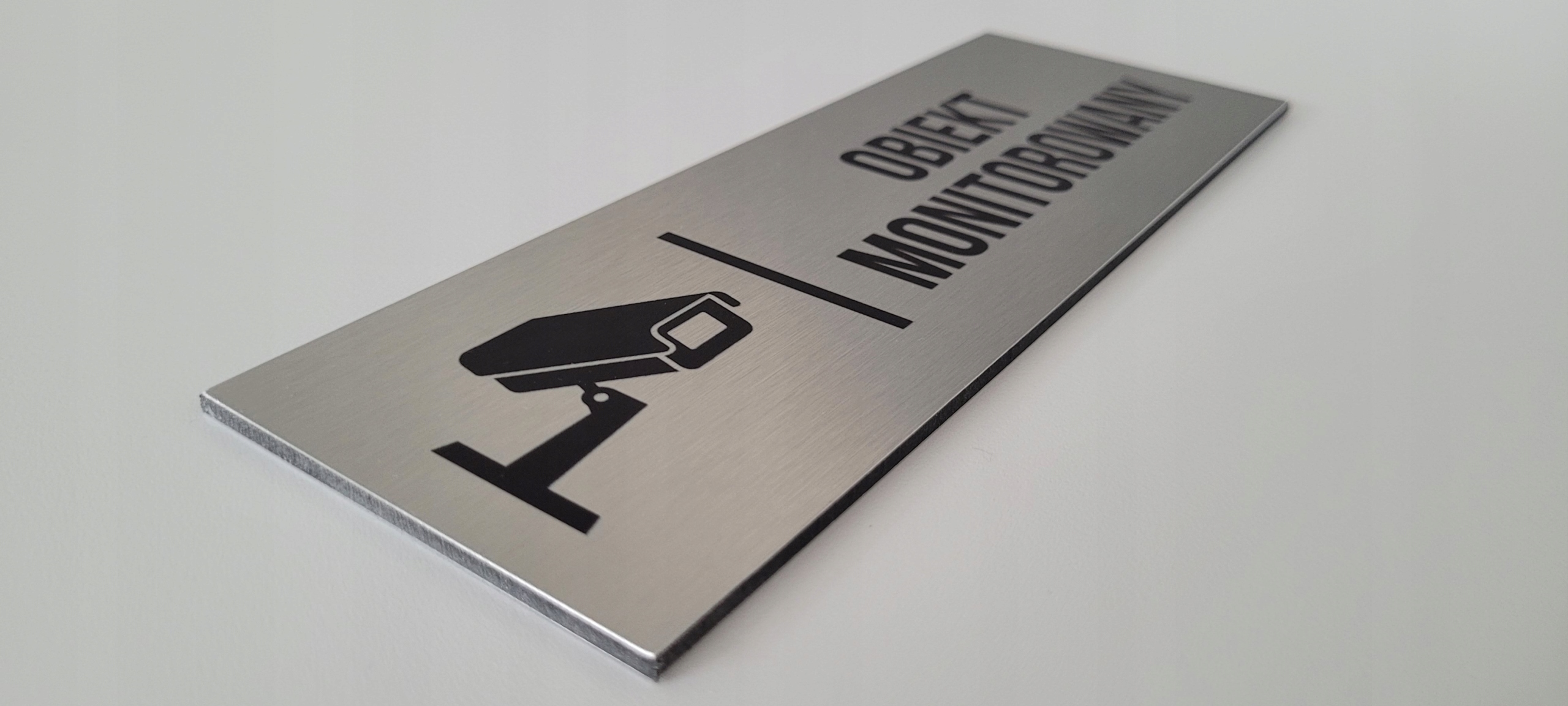 Tabliczka Obiekt Monitorowany Aluminiowa UV 20x7cm tablica, monitoring Tematyka obiekt monitorowany