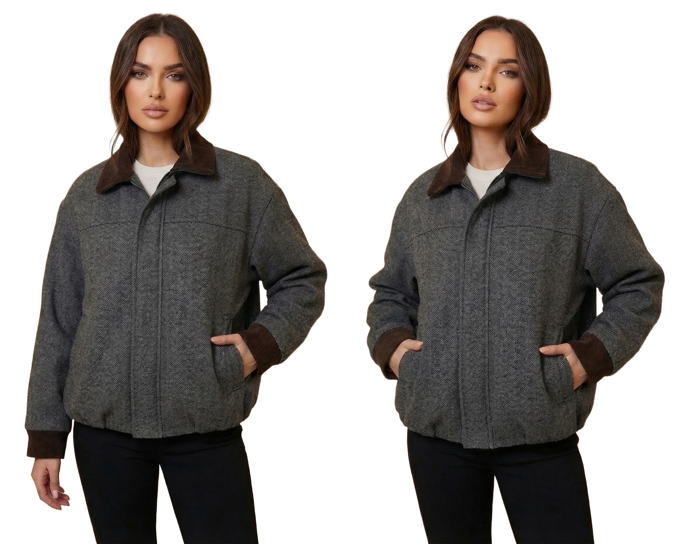 Dámská Bomber Módní Přechodová Bunda S Oversize Límečkem Šedá Uni