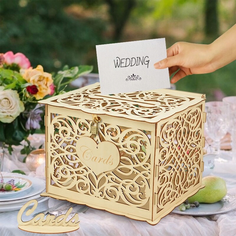 DIY Rustic Wedding Card Invitatin Boxes with Lock Waga produktu z opakowaniem jednostkowym 1 kg