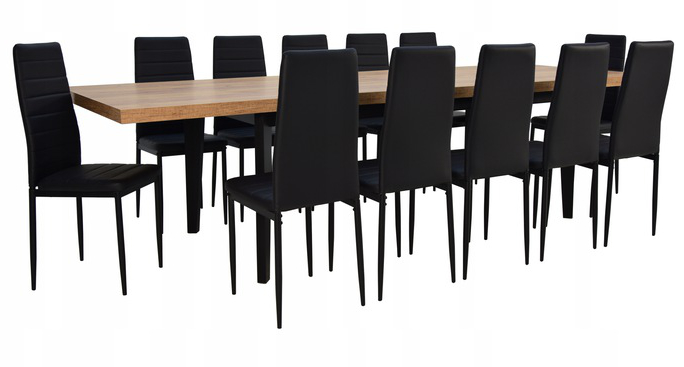 

Stół drewniany 100x200/300 12 krzeseł welur Loft