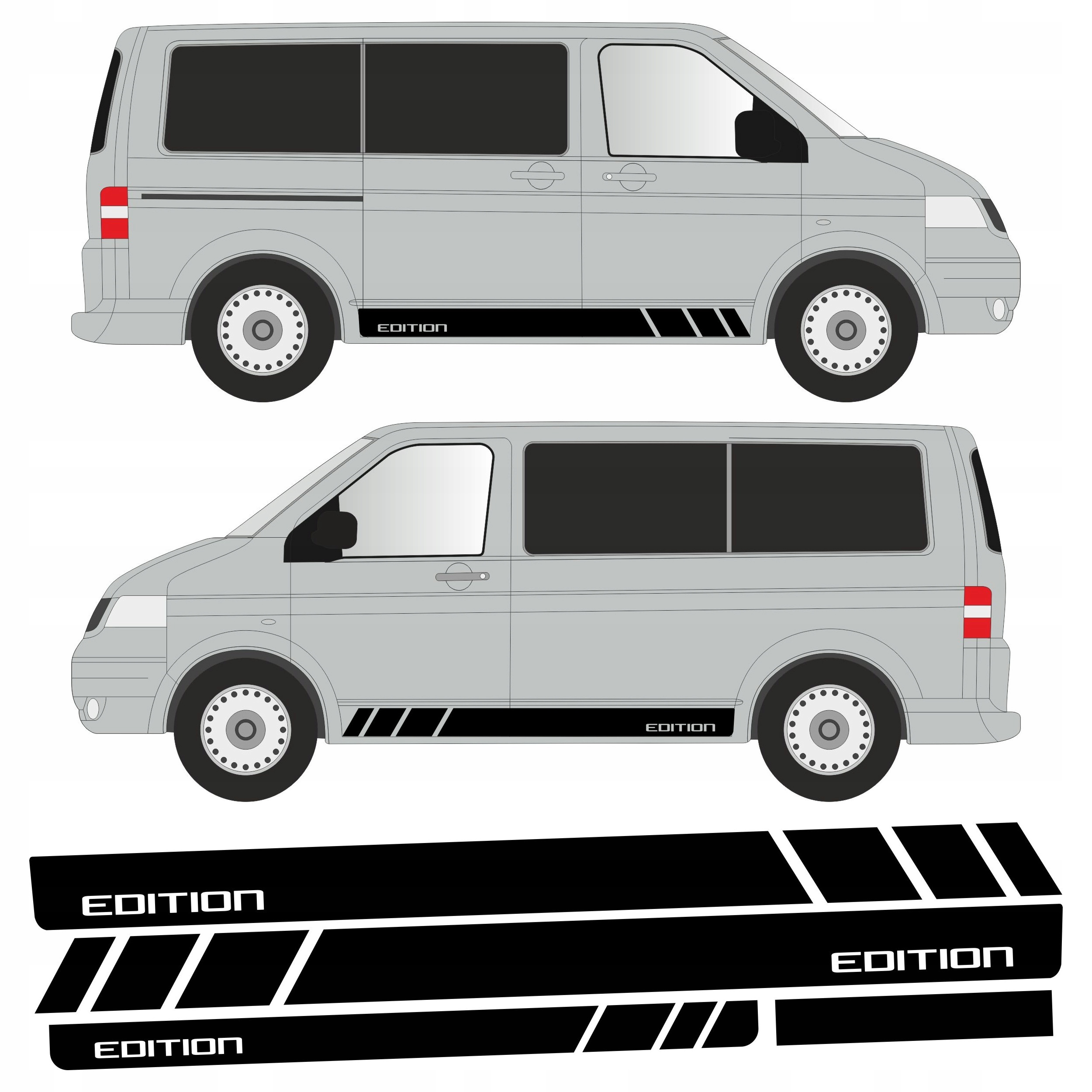 Naklejki do Vw T5 Transporter Pasy Edition Na Bok i Tył Samochodu