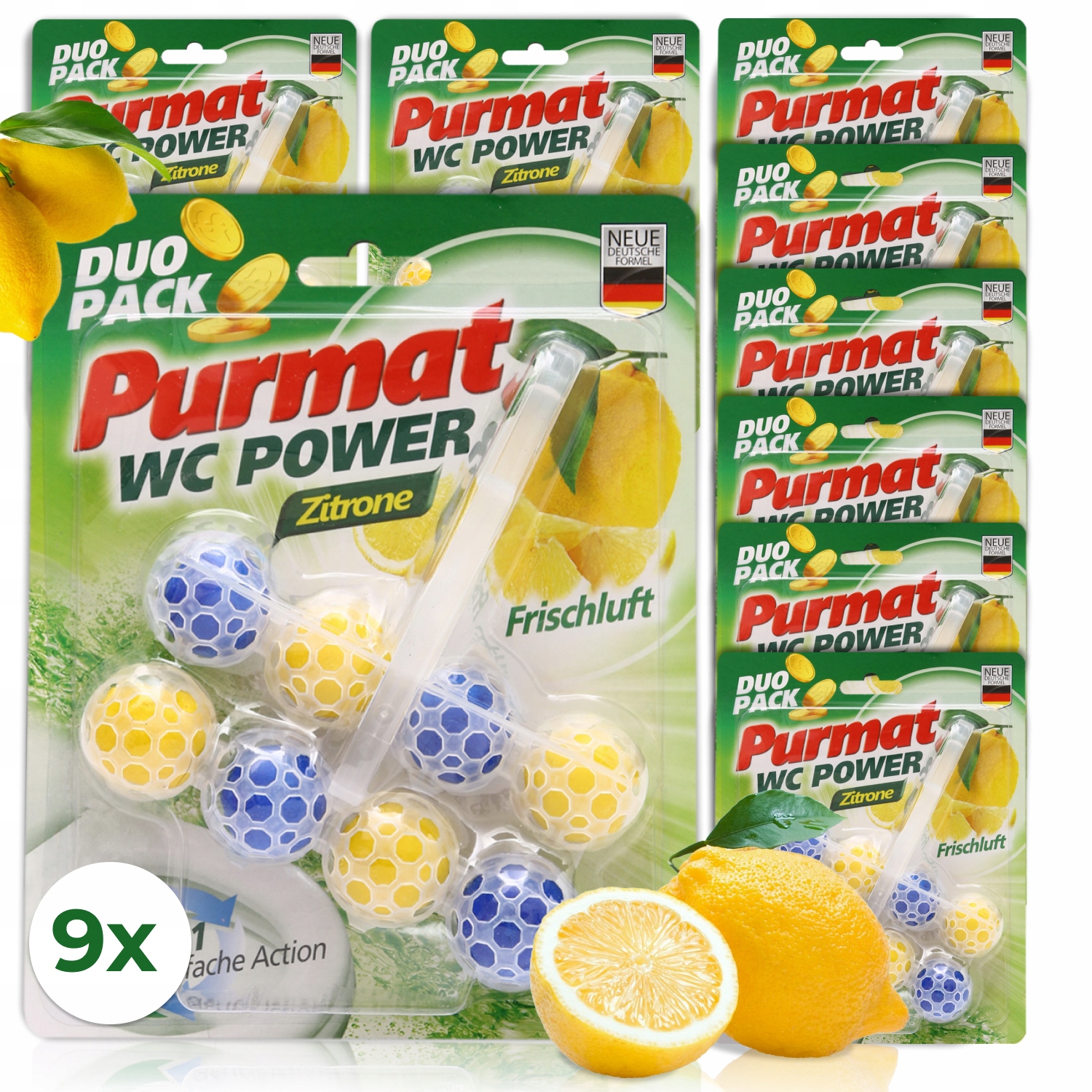 Levně Wc Kostky Přívěsky Na Toaletu Purmat Lemon 3v1 Kuličky Citron 9 ks
