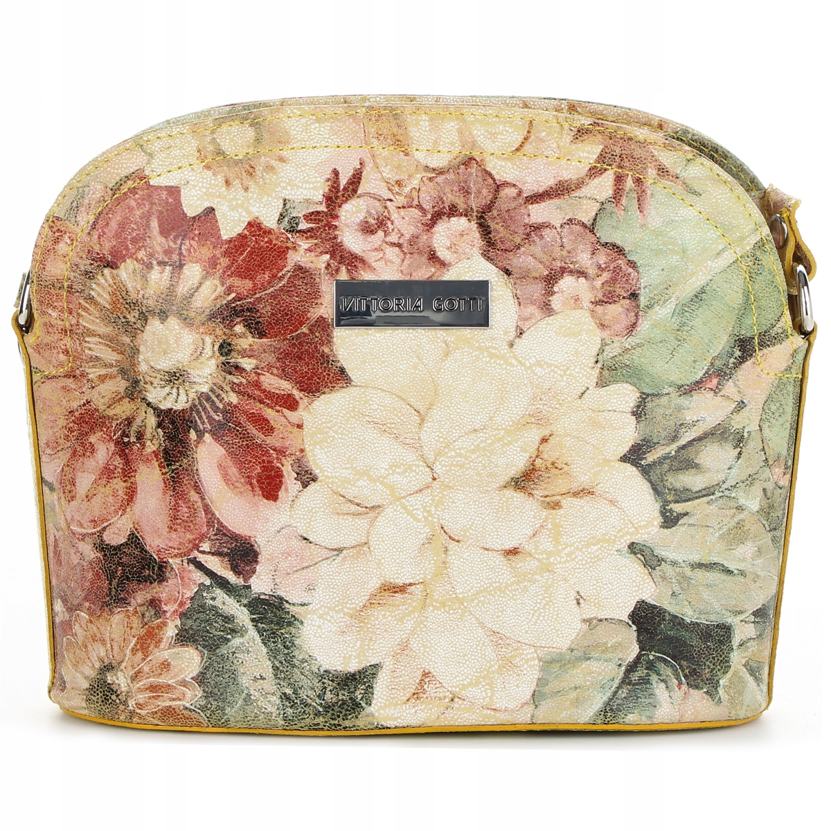 Vittoria Gotti Kabelka Přes Rameno Kožená s květy Žlutá