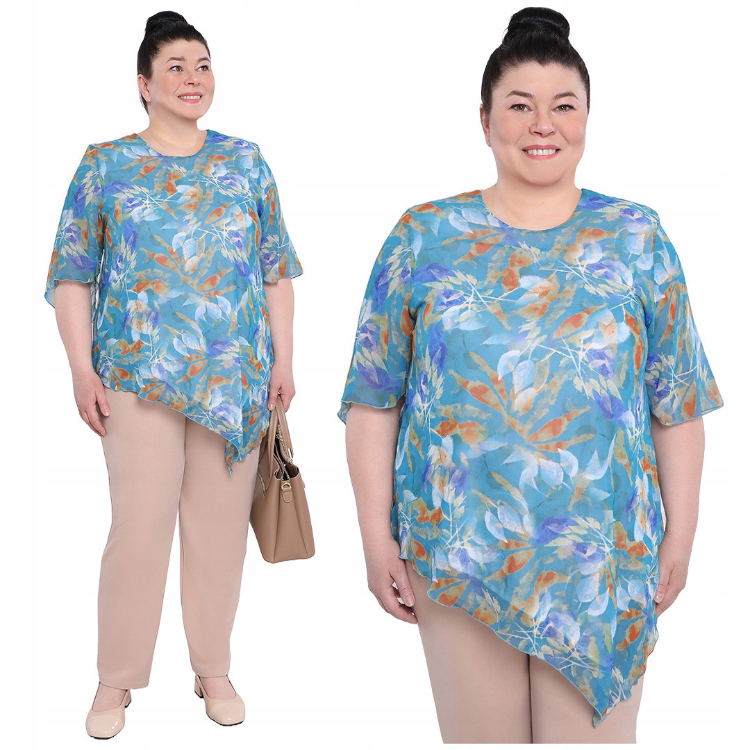 Modro-oranžová asymetrická tunika 54