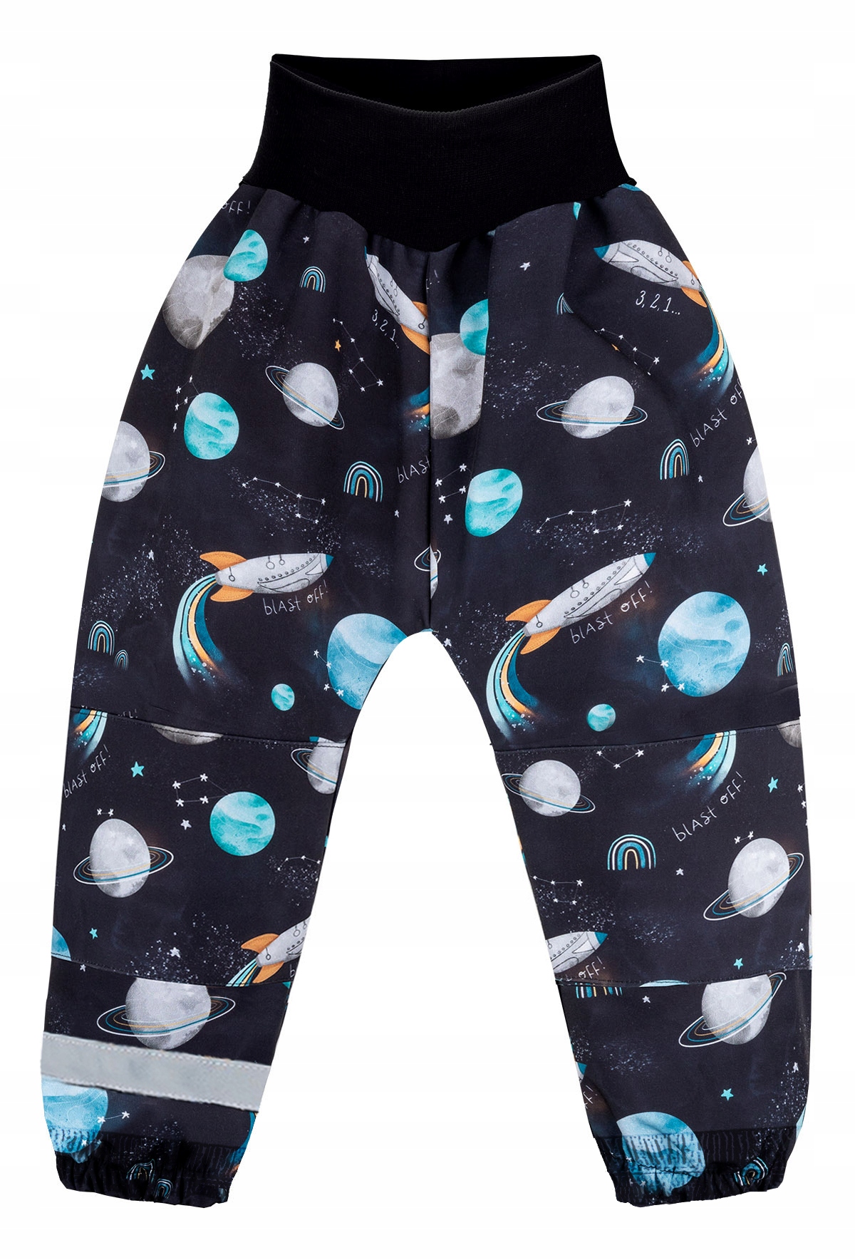 PRZECIWDESZCZOWE SPODNIE PODWINIĘCIE gwiazdy, rakieta, planety PL r. 92 Marka ekoubranka