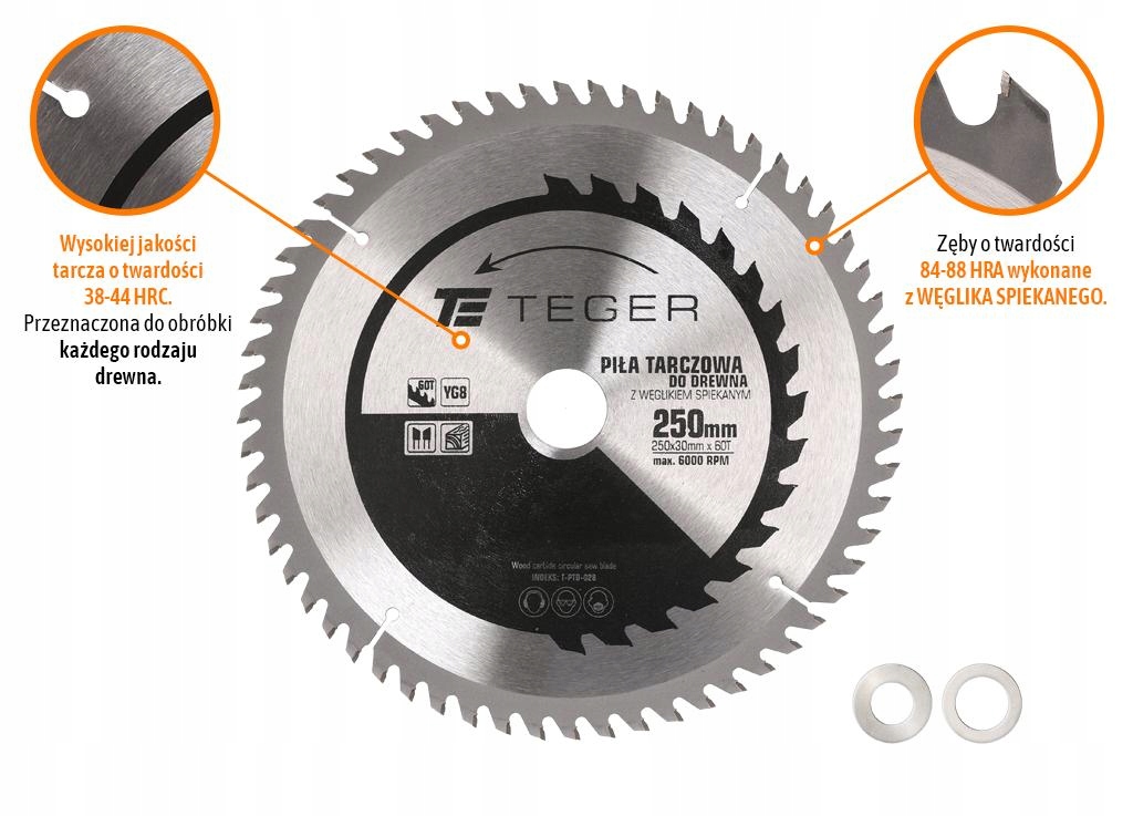 Piła tarczowa do drewna z węglikiem spiekanym 250x Kod producenta T-PTD-028