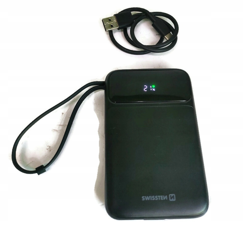 Swissten power bank 10000 mah pd 20w s integrovanými kabely usb-c a lightn