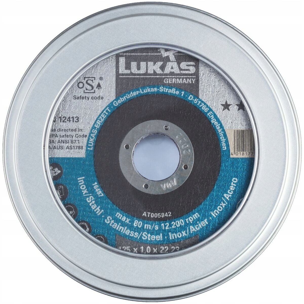 

Tarcze Do Cięcia Lukas 125x1 mm Inox Opakowanie 10
